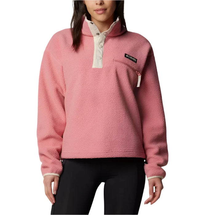 Columbia Women's Helvetia™ II Cropped Sherpa Half Snap Fleece -Pink Agave