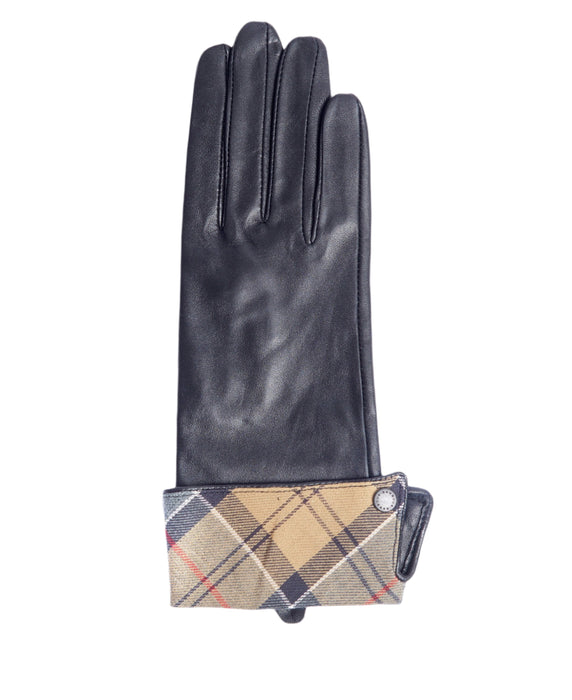 Barbour Lady Jane Leather Gloves - Black/Dress Tartan