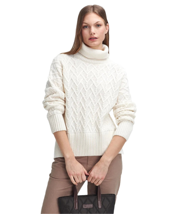 Barbour Clarence Cable-Knit Roll-Neck Jumper  - Aran