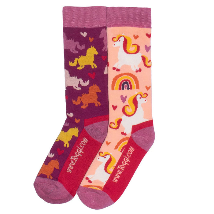 Toggi Hazel Childrens 2 Pk Socks Pink Purple