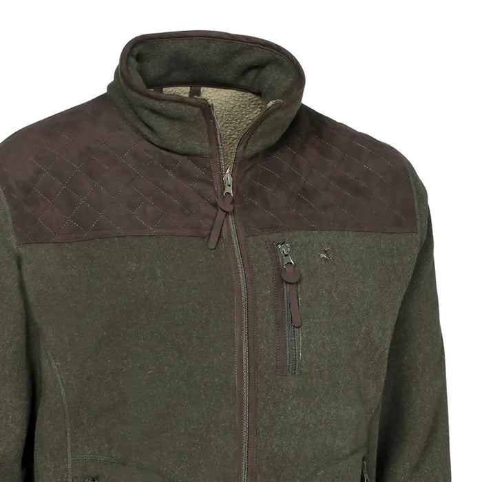 Verney Carron Presley Fleece Jacket Olive Green / Dark Brown